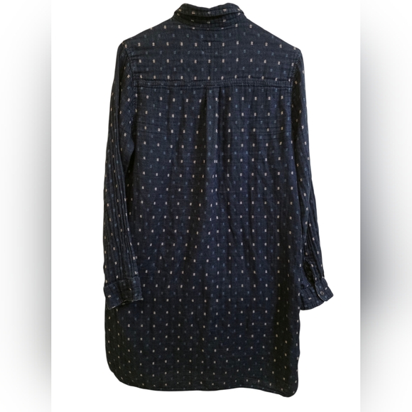 Marine Layer Longsleeve Button Up Shirt Dress Navy Blue Small Print Size L - Picture 5 of 6